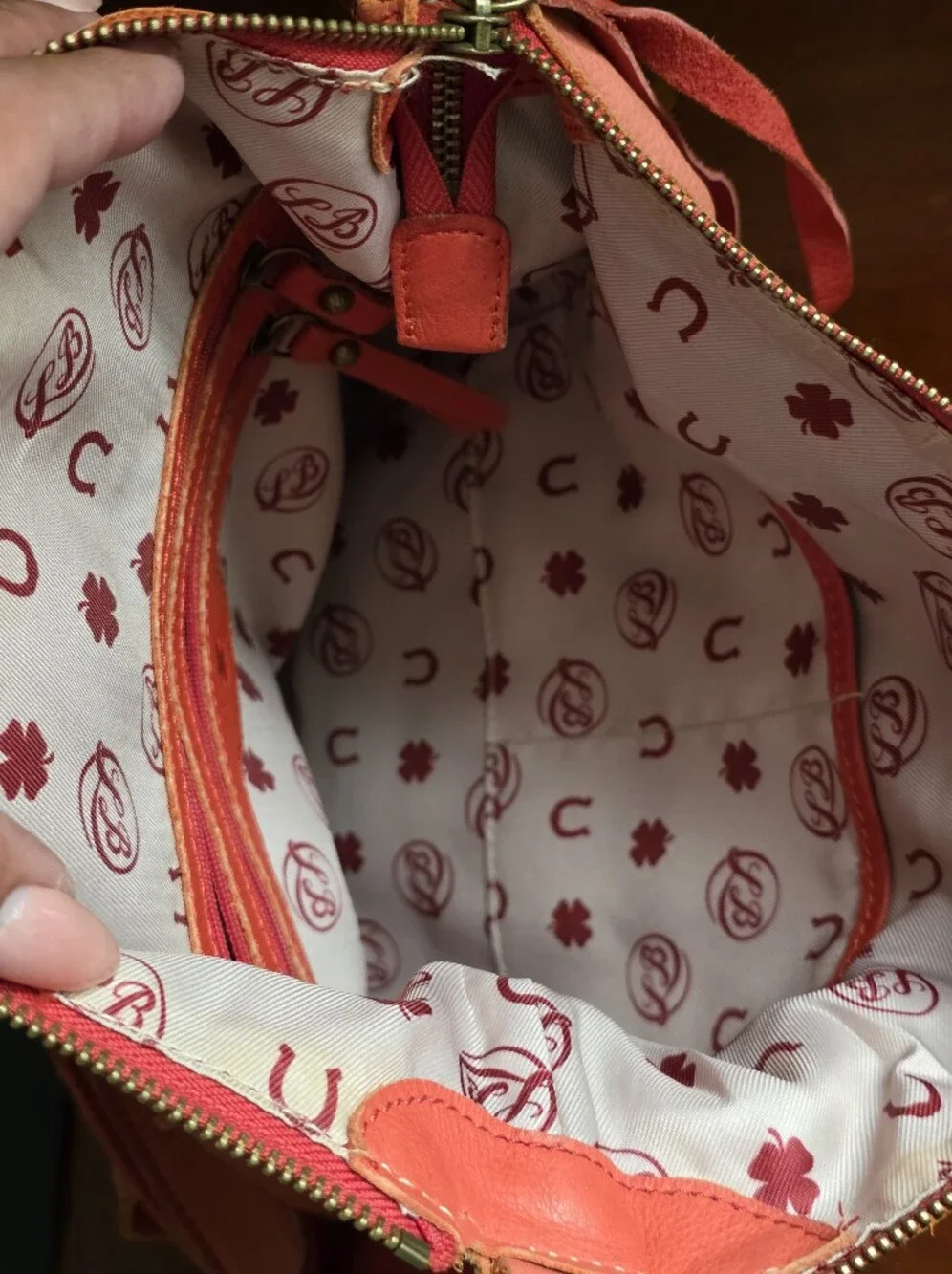 Lucky Brand Coral Pink Leather Fringe Hobo Crossbody Bag
